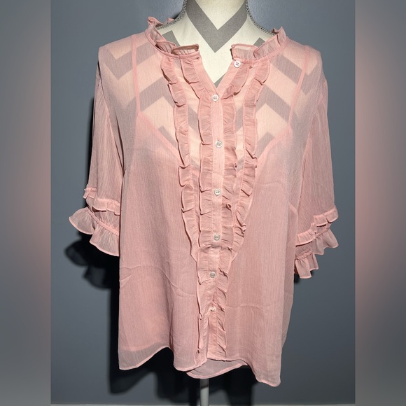 CeCe Light Pink Ruffled Blouse - Picture 1 of 13